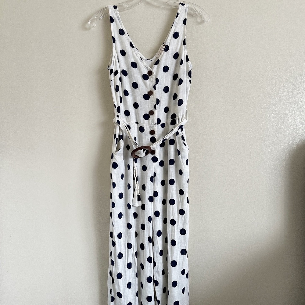 Monteau Los Angeles Polka Dot Jumpsuit with Belt